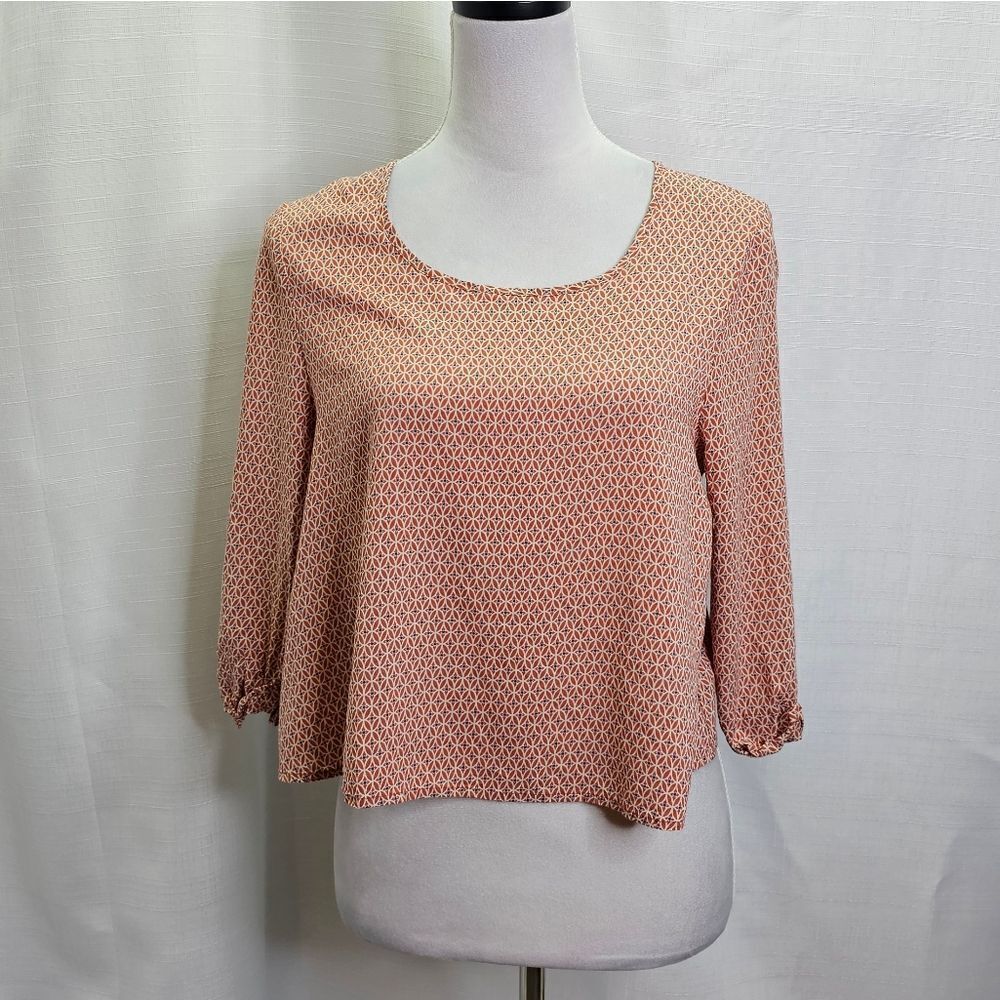 Pins and Needles Urban Outfitters Orange Cropped Popover Blouse Size Medium